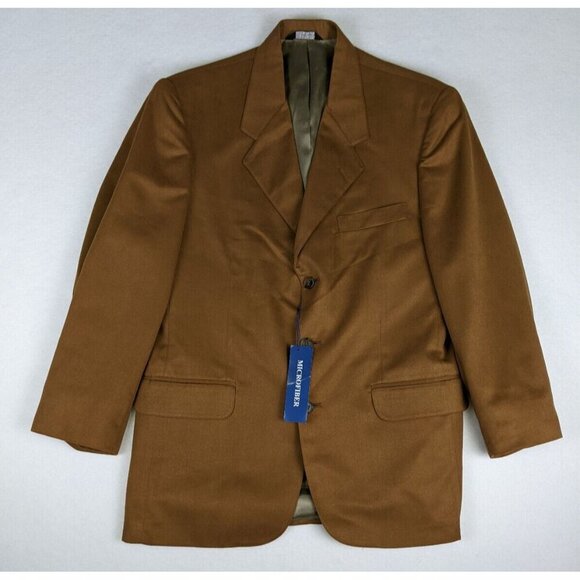 Hunt Valley Men's Blazer Size 39R Tan Brown Microfiber Faux Suede Vintage - Picture 2 of 12
